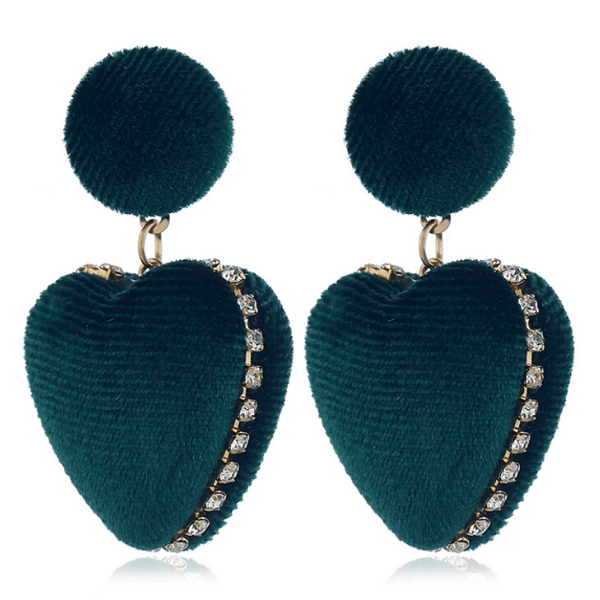 Rich Velvet Dangle Heart Earrings