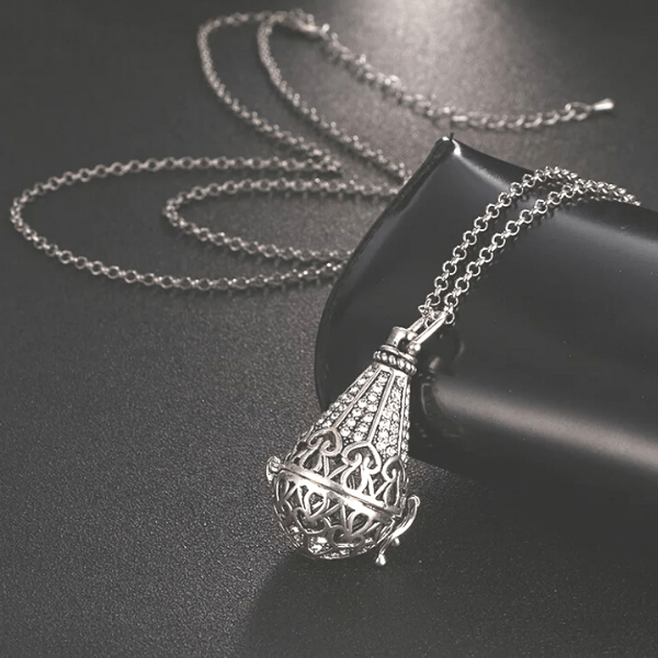 Gun Metal Best Essential Oils Diffuser Aromatherapy Crystal Locket Necklace set - Ella M