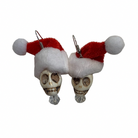 Handmade Christmas Santa Skull Earrings - Ella Moore