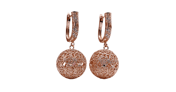 Hollow Ball Rose Gold Hoop Earrings -  Ella Moore