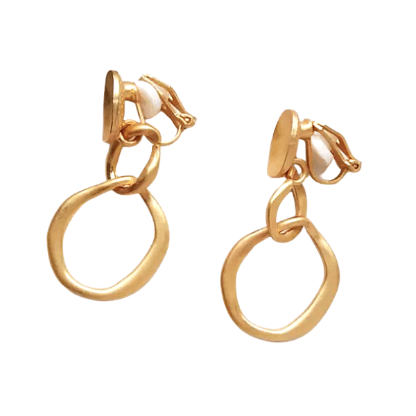 Polished Gold Chain Dangle Clip On Earrings