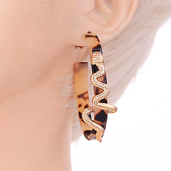 Large Wild Snake Leopard Hoop Earrings stamped