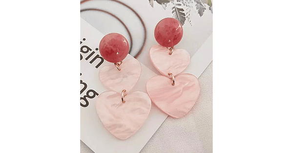 Romantic Rose Heart Dangle Clip On Earrings