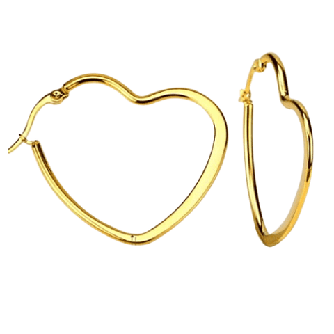 3 Piece Large Gold Heart Hoop Earrings Set