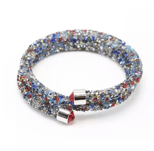 Exquisite Single Circle Crystal Rhinestones Cuff Multi-layer Bracelet Bangles