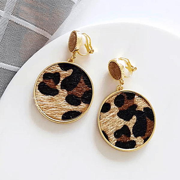 Leopard clip on earrings clearance