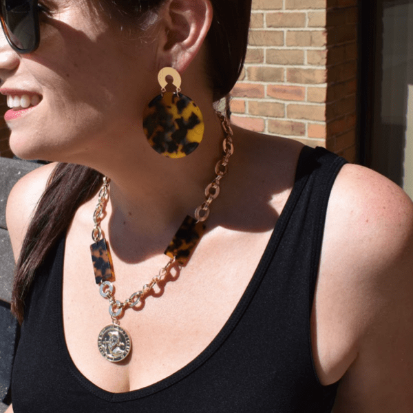 2 piece Leopard Chain Necklace & Earrings set - Ella Moore