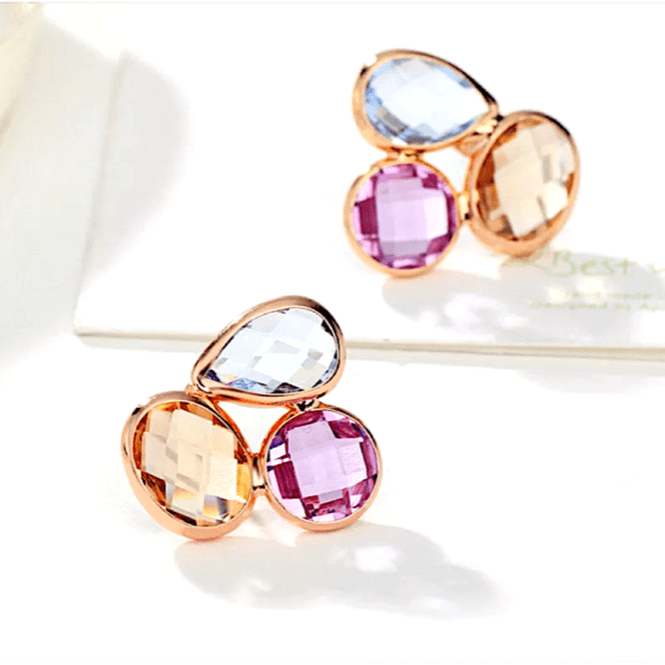 Colorful Crystal Earrings & Necklace set - Multiple Colors