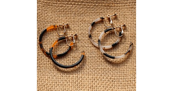 Leopard Print Hoop Gold Clip On Earrings