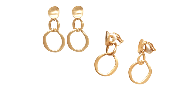 Polished Gold Chain Dangle Clip On Earrings