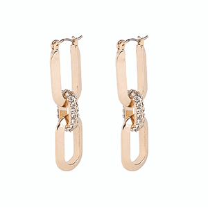 Trendy Sleek CZ Gold Chain Dangle Earrings