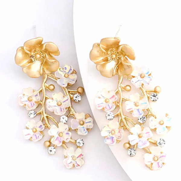 Exquisite Ivory Flower Dangle Earrings - Ella Moore