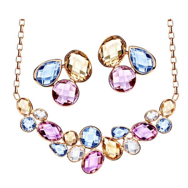 Colorful Crystal Earrings & Necklace set - Multiple Colors