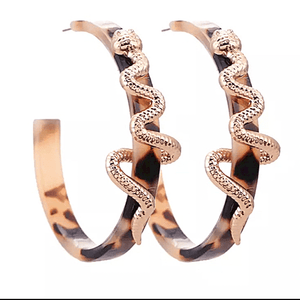 Large Wild Snake Leopard Hoop Earrings stamped