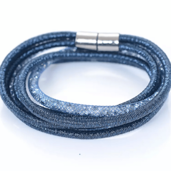 Miasol Crystal Bracelets Mesh Chain With Full Resin Crystal Magnetic Double Wrap Bracelet
