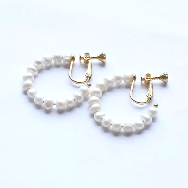 Freshwater Pearl Hoop Dangle Clip On Earrings
