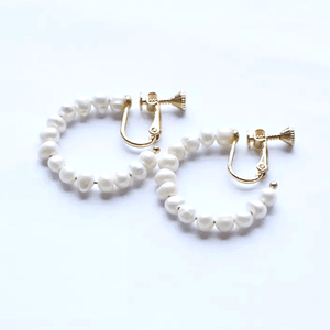 Freshwater Pearl Hoop Dangle Clip On Earrings