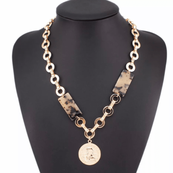 2 piece Leopard Print Chain Necklace and Earrings set