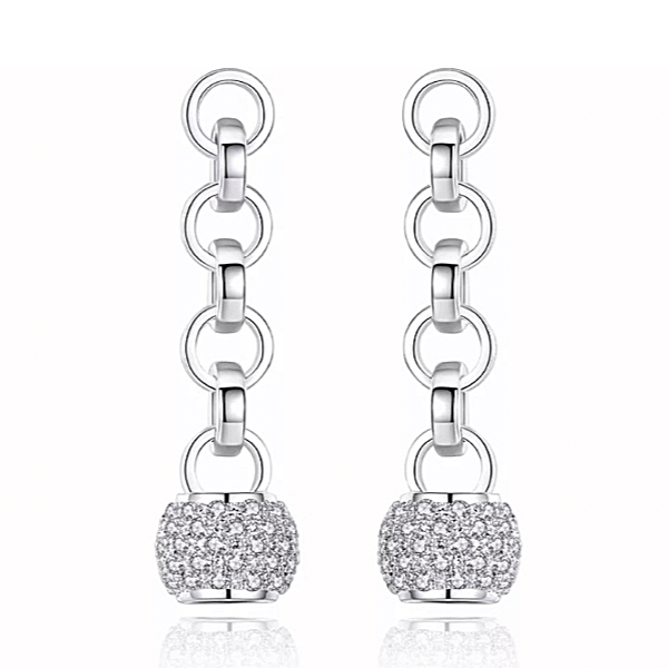 Stunning CZ White Gold Chain Earrings
