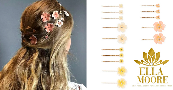 Ivory, Pink, and Yellow Whimsical Flower Hair Pins - Ella Moore
