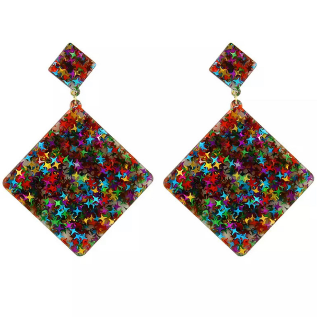 Confetti Glitzy Eye-Catching DIAMOND Acrylic Earrings - Ella Moore