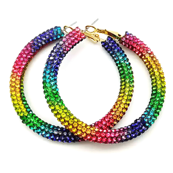 Large rainbow hoop earrings online