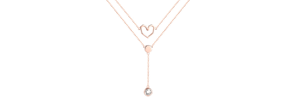 Delicate Layered CZ  & Sterling Silver Heart Necklace - Ella Moore