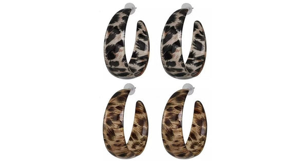Wild Bold Leopard Print Thick Large Hoop Earrings - Ella Moore