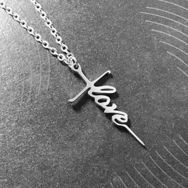 Love Uplifting Words Stainless Steel Cross Necklace - Ella Moore