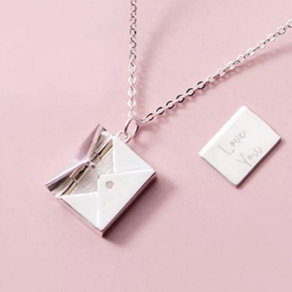 “Love You” Engraved Note & Envelope Sterling Silver Necklace - Ella Moore