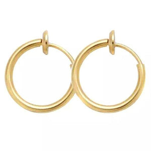 Medium Gold Plated Stainless Steel Invisible Tension Clip On Hoop Earrings - Ella Moore