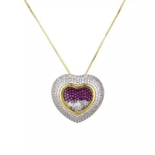 Radiantly Shimmering Micro-Inlaid CZ Gold Heart Necklace - Ella Moore