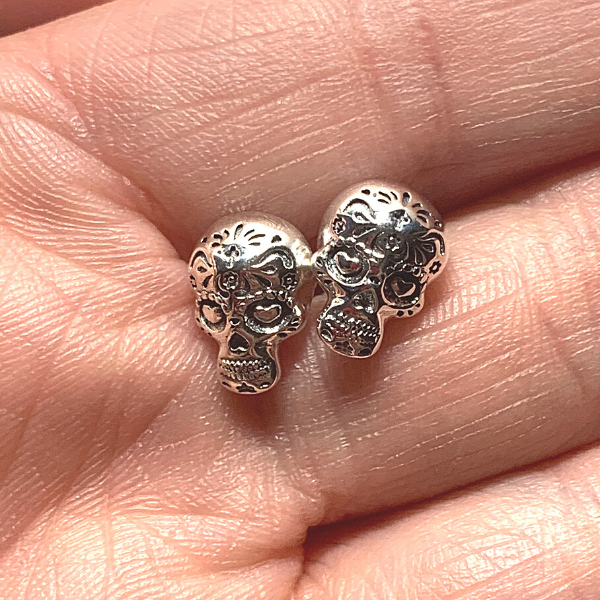 Mini Sterling Silver Skull Stud Earrings - Ella Moore