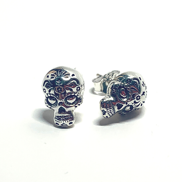 Mini Sterling Silver Skull Stud Earrings - Ella Moore