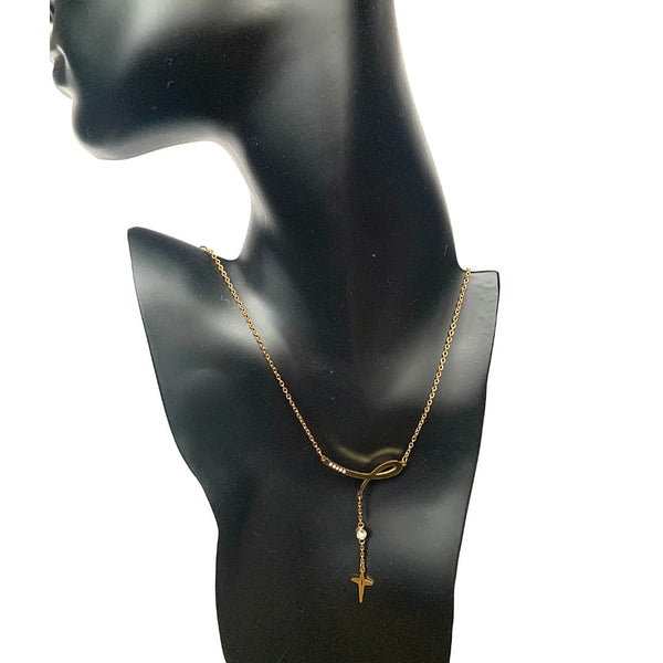 Modern CZ Gold Cross Necklace - Ella Moore