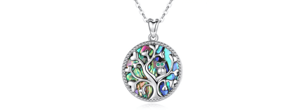 Dreamy Mother of Pearl Sterling Silver Tree of Life Necklace