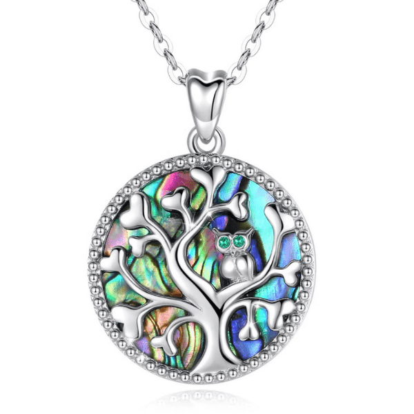 Dreamy Mother of Pearl Sterling Silver Tree of Life Necklace