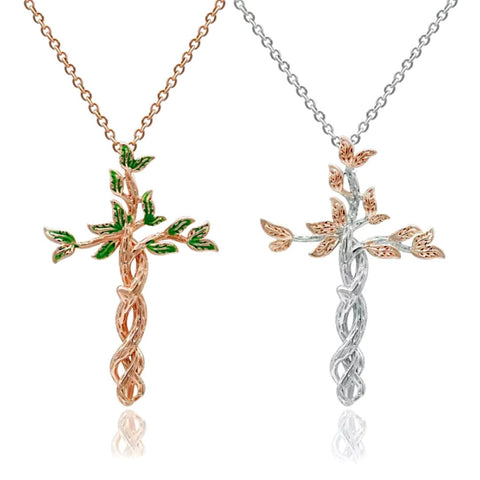 Nature Inspired Cross Necklace - Ella Moore