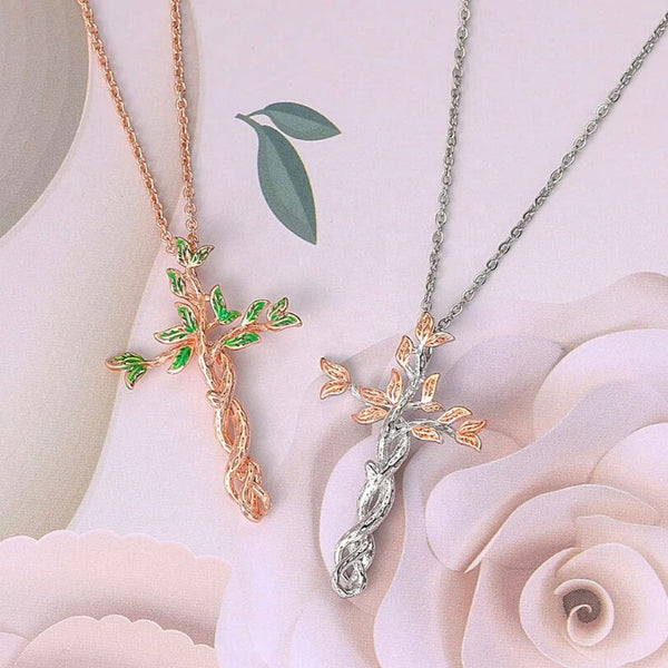 Nature Inspired Cross Necklace - Ella Moore