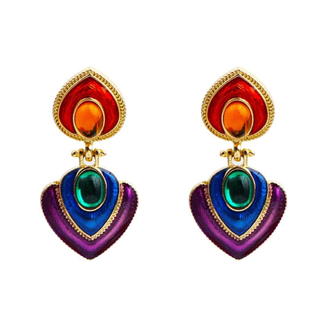 Orange Green Blue Purple Boho Colorful Dangle Women Clip On Earrings - Ella Moore