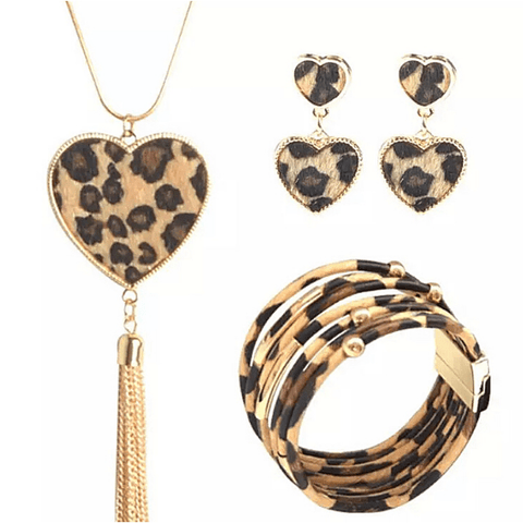 Wild Leopard Print Necklace Earrings Bracelet set - 4 styles
