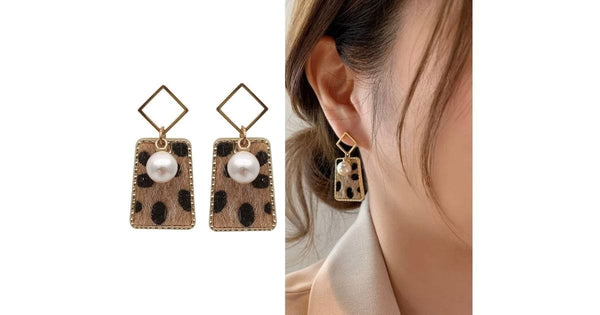 Timelessly Elegant Pearl & Leopard Print Earrings - Ella Moore