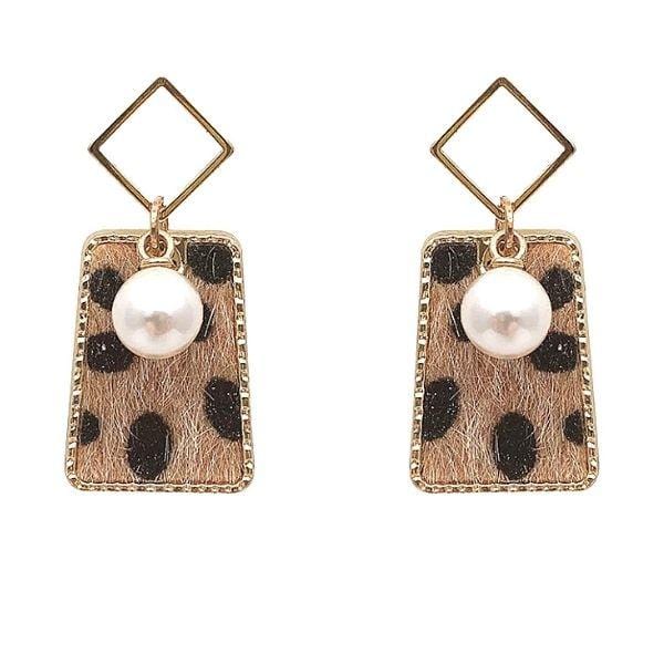 Timelessly Elegant Pearl & Leopard Print Earrings - Ella Moore