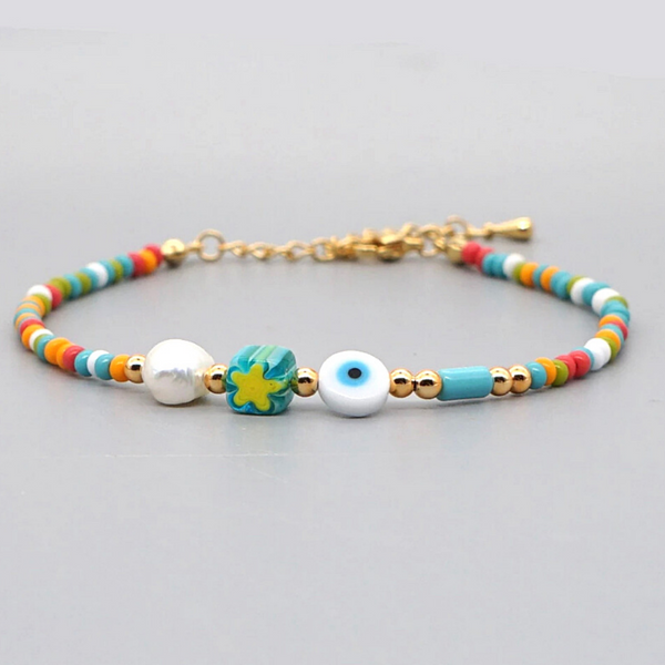 Freshwater Pearl Star Bead Anklet - Ella Moore