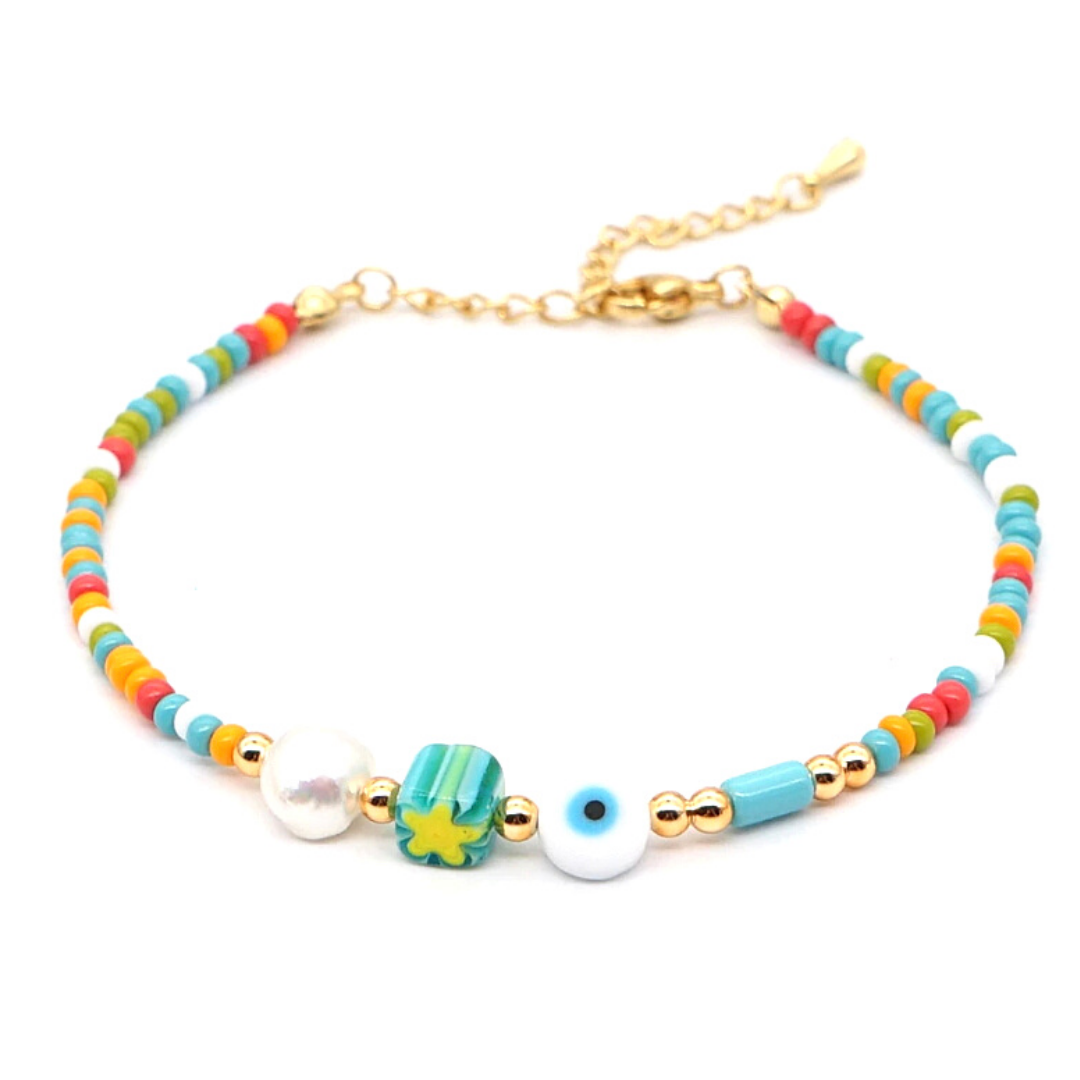 Freshwater Pearl Star Bead Anklet - Ella Moore