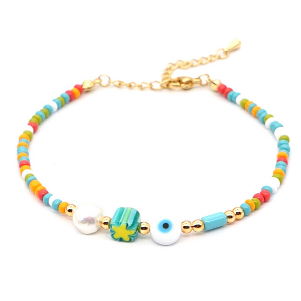 Freshwater Pearl Star Bead Anklet - Ella Moore