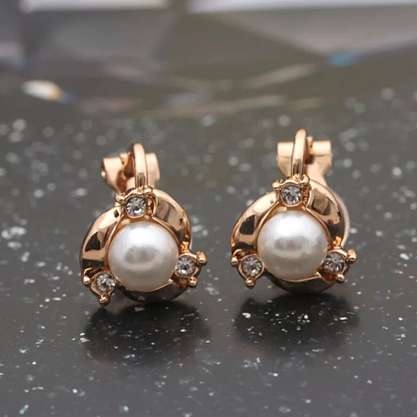 Petite CZ, Rose Gold and Pearl Clip On Earrings - Ella Moore