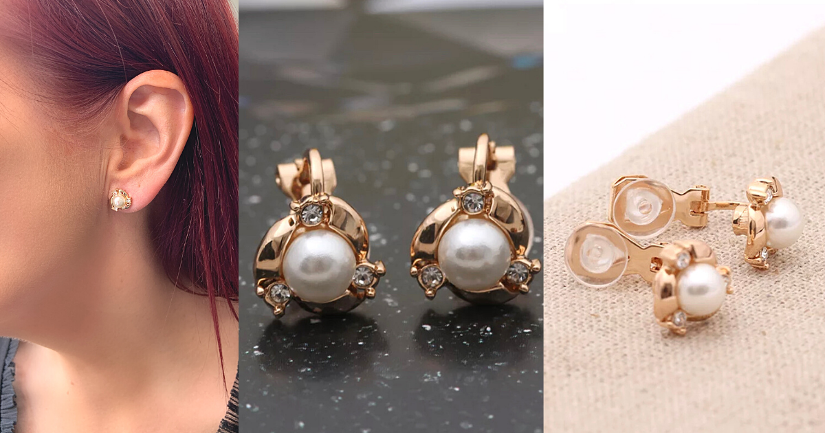 Petite CZ, Rose Gold and Pearl Clip On Earrings - Ella Moore