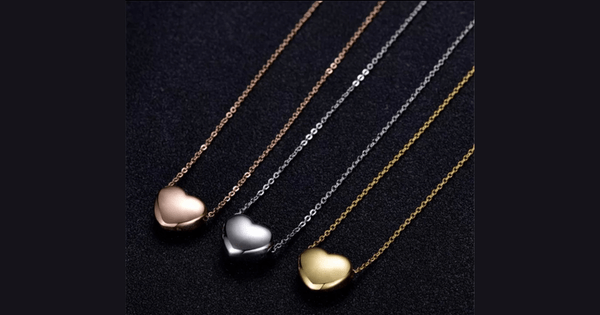 Simple Elegant Petite Puff Stainless Steel Heart Necklace