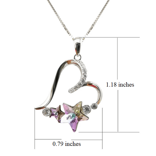 Stunning Pink Austrian Crystal Star Sterling Silver Heart Necklace - Ella Moore